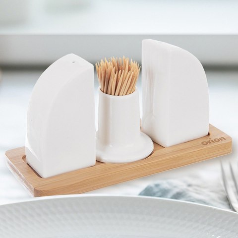 ZESTAW DO SOLI I PIEPRZU PORCELANOWY 4-ELE PRZYPRAWNIK SOLNICZKA + PIEPRZNICZKA WHITELINE ORION 152377