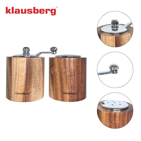 ZESTAW DO SOLI I PIEPRZU Z MŁYNKIEM I SOLNICZKĄ KLAUSBERG KB-7859