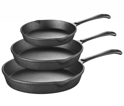 Zestaw 3 patelni żeliwnych 20 / 25 / 30cm indukcja ciężkie KRISBERG KS-2711