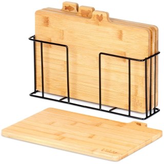 Zestaw desek deski do krojenia bambusowe ze stojakiem 4-ele 28x20cm VILDE 259004