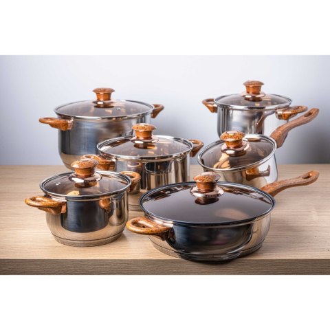 ZESTAW GARNKÓW STALOWYCH 12 EL. KINGHOFF KH-1768 ROSEGOLD