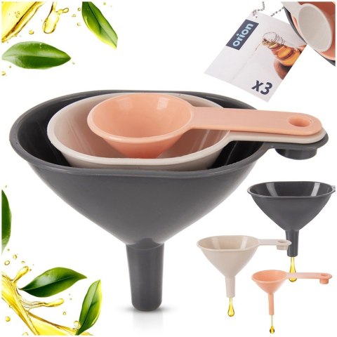 ZESTAW LEJKÓW KUCHENNYCH 3-ELE 8.5X4 / 10X5.5 / 11.5X7CM LEJEK DO BUTELEK SŁOIKÓW SOKÓW ORION 120458