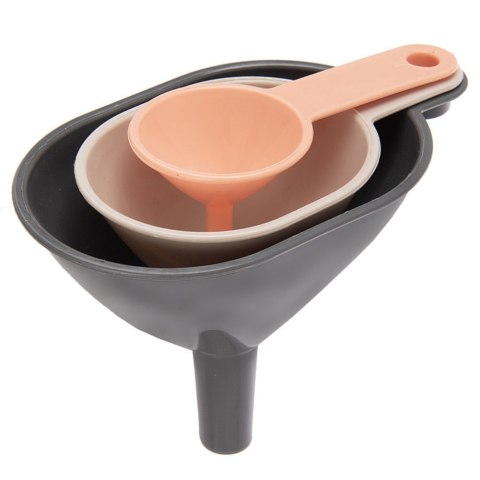 ZESTAW LEJKÓW KUCHENNYCH 3-ELE 8.5X4 / 10X5.5 / 11.5X7CM LEJEK DO BUTELEK SŁOIKÓW SOKÓW ORION 120458