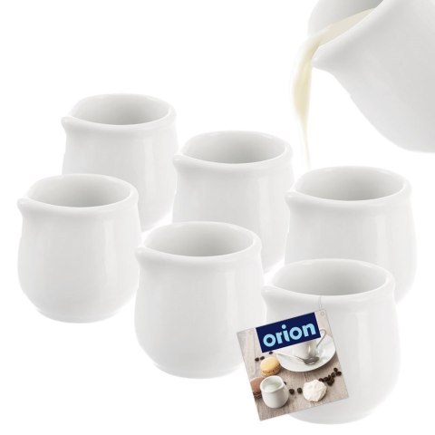 ZESTAW MLECZNIKÓW PORCELANOWYCH BIAŁY 6-ELE DZBANUSZEK NA MLEKO SOS MONA 20 ML ORION 155308