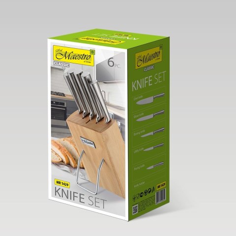 ZESTAW NOŻY KOMPLET 6 ELEMENTÓW NA STOJAKU ZE STOJAKIEM MAESTRO MR-1429