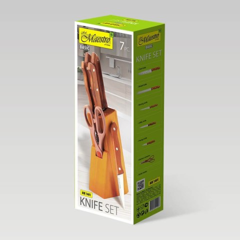 ZESTAW NOŻY KOMPLET 7 ELEMENTÓW W BLOKU ZE STOJAKIEM MAESTRO MR-1401