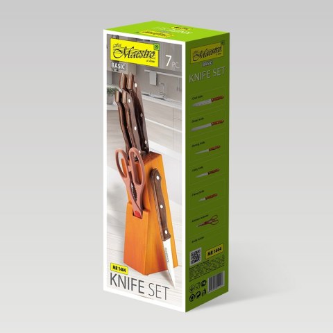 ZESTAW NOŻY KOMPLET 7 ELEMENTÓW W BLOKU ZE STOJAKIEM MAESTRO MR-1404