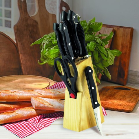 ZESTAW NOŻY KOMPLET 8 ELEMENTÓW W BLOKU ZE STOJAKIEM MAESTRO MR-1402