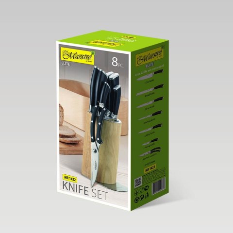 ZESTAW NOŻY KOMPLET 8 ELEMENTÓW W BLOKU ZE STOJAKIEM MAESTRO MR-1422