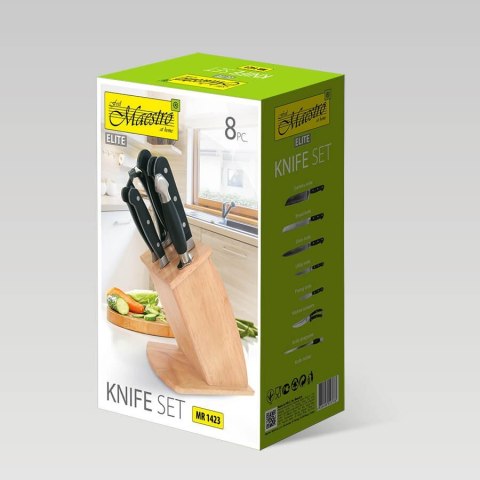 ZESTAW NOŻY KOMPLET 8 ELEMENTÓW W BLOKU ZE STOJAKIEM MAESTRO MR-1423