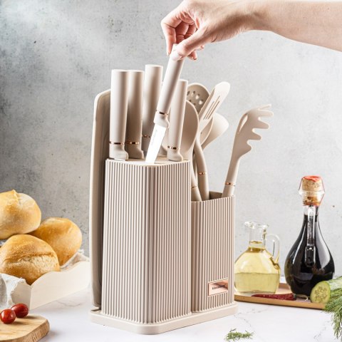 ZESTAW NOŻY KUCHENNYCH W BLOKU Z PRZYBORAMI KUCHENNYMI I DESKĄ DO KROJENIA 12-ELE KLAUSBERG KB-7935