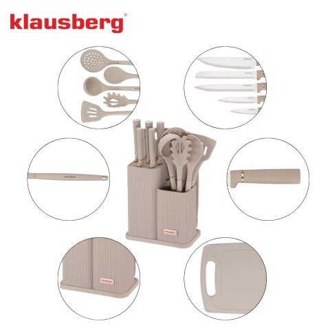 ZESTAW NOŻY KUCHENNYCH W BLOKU Z PRZYBORAMI KUCHENNYMI I DESKĄ DO KROJENIA 12-ELE KLAUSBERG KB-7935