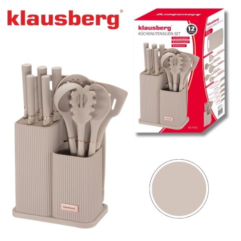 ZESTAW NOŻY KUCHENNYCH W BLOKU Z PRZYBORAMI KUCHENNYMI I DESKĄ DO KROJENIA 12-ELE KLAUSBERG KB-7935