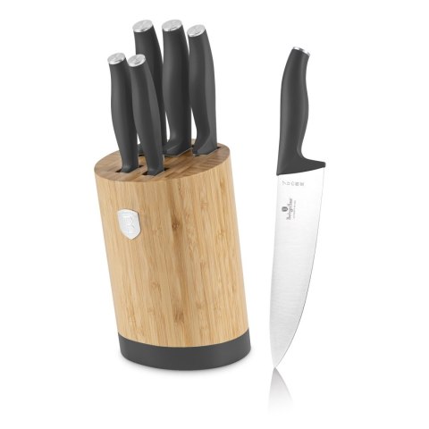 ZESTAW NOŻY W BLOKU BAMBUSOWYM 6-ELE BERLINGER HAUS ANTRACIT BH-2672