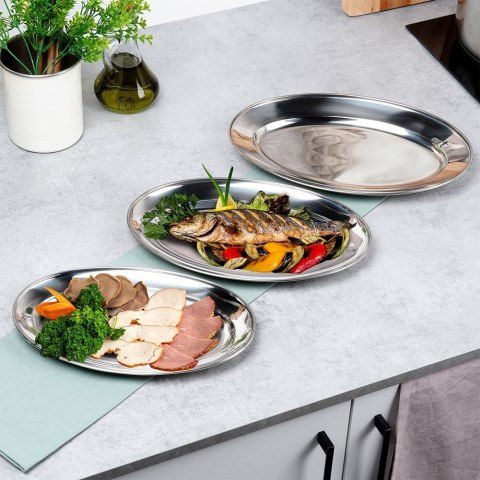 Zestaw komplet półmisków półmisek stalowy owalny 3SZT na przekąski VILDE 139688