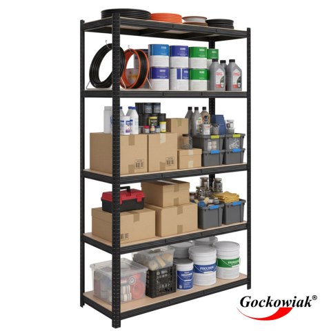 Regał magazynowy 200kg 5 poziomów 205x120x45 cm 1000 kg czarny
