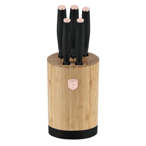 ZESTAW NOŻY W BLOKU BAMBUSOWYM 6-ELE BERLINGER HAUS BLACK ROSE BH-2752