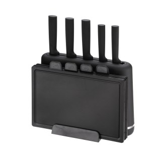 ZESTAW NOŻY Z DESKAMI KUCHENNYMI NA PODSTAWCE 10-ELE CZARNY MAESTRO MR-1412-BL