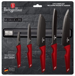 ZESTAW NOŻY Z LISTWĄ MAGNETYCZNĄ 6 ELE. BERLINGER HAUS BURGUNDY BH-2694