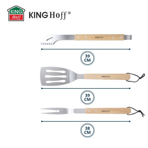 ZESTAW PRZYBORÓW DO GRILLA, 3 ELEMENTY, NARZĘDZIA DO GRILLOWANIA, KINGHOFF KH-1918