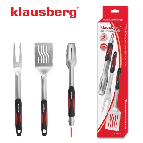ZESTAW PRZYBORÓW DO GRILLA, 3 ELEMENTY, NARZĘDZIA DO GRILLOWANIA, KLAUSBERG KB-7899