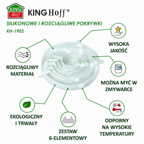 ZESTAW ROZCIĄGLIWYCH POKRYWEK SILIKONOWYCH 6-ELE KINGHOFF KH-1902