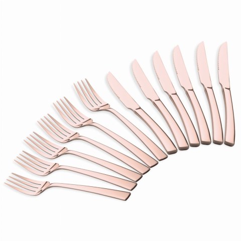 ZESTAW SZTUĆCÓW DO STEKÓW I MIĘS 12-ELE DLA 6 OSÓB BŁYSZCZĄCE RÓŻOWE ZŁOTO BERLINGER HAUS ROSE GOLD BH-3088