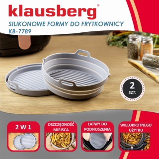 ZESTAW WKŁADÓW SILIKONOWYCH DO FRYTKOWNICY BEZTŁUSZCZOWEJ 2 SZTUKI OKRĄGŁY 20CM SKŁADANY KLAUSBERG KB-7789