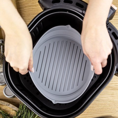 ZESTAW WKŁADÓW SILIKONOWYCH DO FRYTKOWNICY BEZTŁUSZCZOWEJ 2 SZTUKI OKRĄGŁY 20CM SKŁADANY KLAUSBERG KB-7789