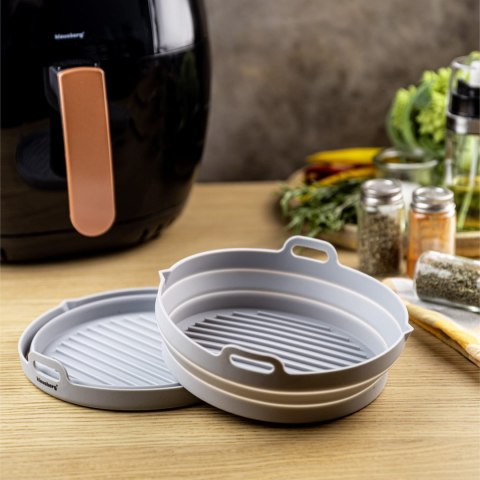 ZESTAW WKŁADÓW SILIKONOWYCH DO FRYTKOWNICY BEZTŁUSZCZOWEJ 2 SZTUKI OKRĄGŁY 20CM SKŁADANY KLAUSBERG KB-7789