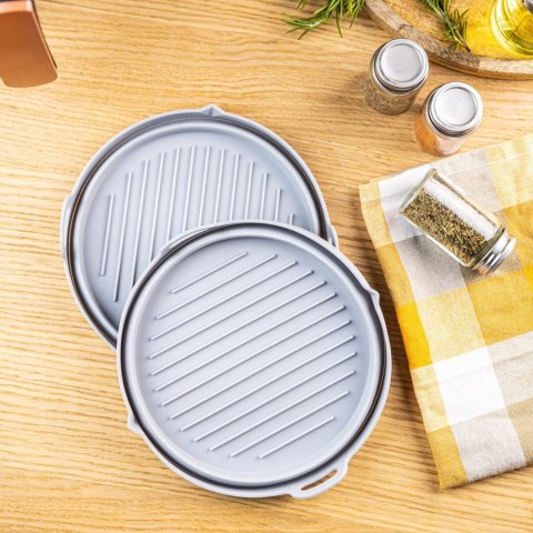 ZESTAW WKŁADÓW SILIKONOWYCH DO FRYTKOWNICY BEZTŁUSZCZOWEJ 2 SZTUKI OKRĄGŁY 20CM SKŁADANY KLAUSBERG KB-7789