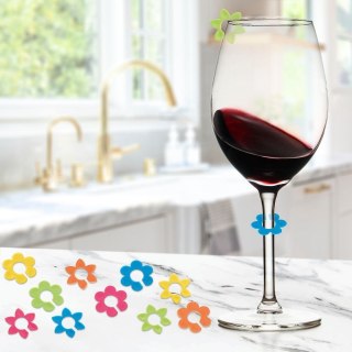 Znaczniki na szklanki kieliszki gumowe kwiatki 10 SZT do szklanek ORION 832910