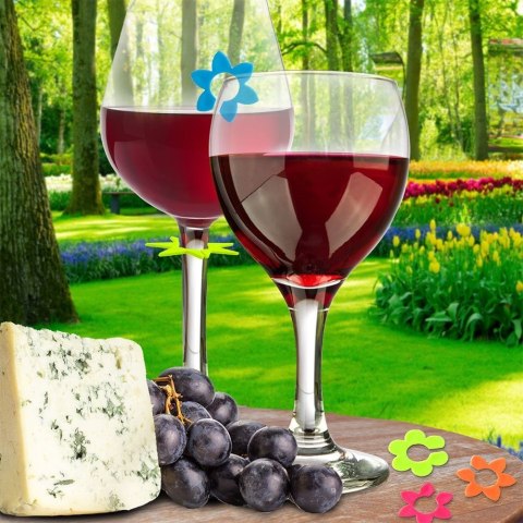 Znaczniki na szklanki kieliszki gumowe kwiatki 10 SZT do szklanek ORION 832910