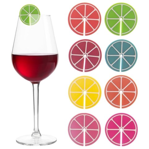 Znaczniki na szklanki kieliszki silikonowe cytryny 8 SZT do szklanek ORION 832913