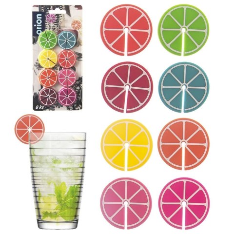 Znaczniki na szklanki kieliszki silikonowe cytryny 8 SZT do szklanek ORION 832913