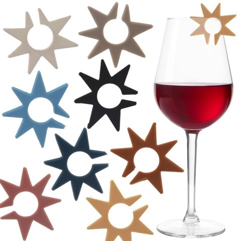 Znaczniki na szklanki kieliszki silikonowe gwiazdki 8 SZT do szklanek ORION 832909