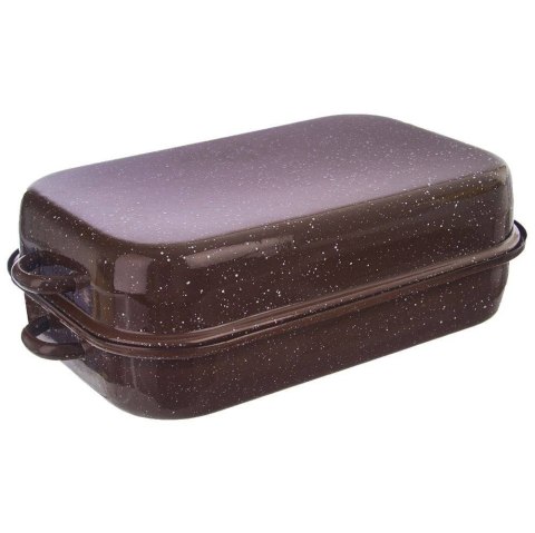 Brytfanna gęsiarka do piekarnika emaliowana z pokrywką prostokątna BROWN 14L 46x27.5cm ORION 127023