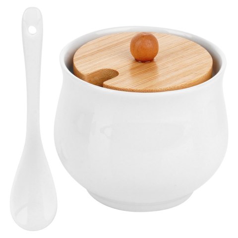 CUKIERNICZKA CERAMICZNA Z ŁYŻECZKĄ BIAŁA CUKIERNICA POJEMNIK NA CUKIER 250ML VILDE 139684