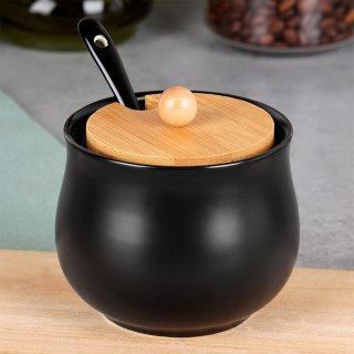 CUKIERNICZKA CERAMICZNA Z ŁYŻECZKĄ CZARNA CUKIERNICA POJEMNIK NA CUKIER 250ML VILDE 139683