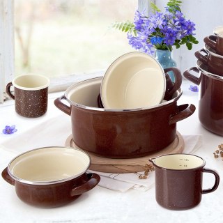 Garnek emaliowany indukcja na indukcję gaz BROWN mały 14 cm 600 ml ORION 113327