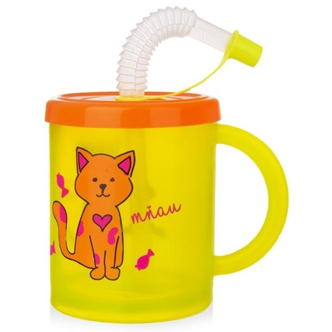 Kubek dla dziecka dzieci z pokrywką ze słomką kot 260 ml ORION 112278