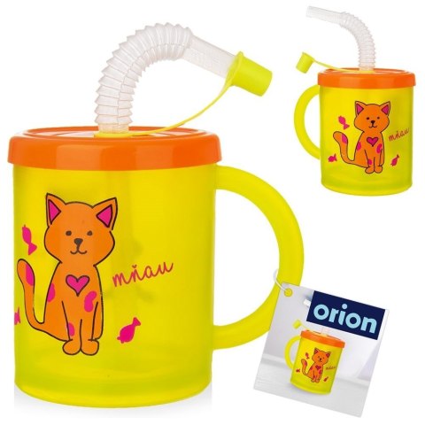 Kubek dla dziecka dzieci z pokrywką ze słomką kot 260 ml ORION 112278