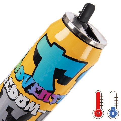 Kubek termiczny PUSZKA ze słomką ustnikiem do szkoły GRAFFITI 500 ml ORION 128533