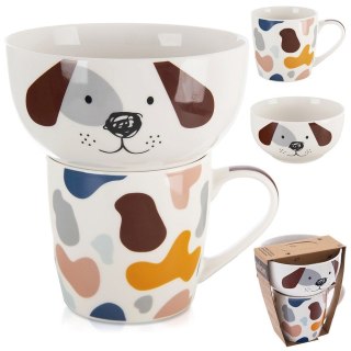 Kubek z miseczką do zupy dla dziecka dzieci porcelanowy pies 2 ele. ORION 129645