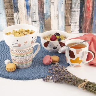 Kubek z miseczką do zupy dla dziecka dzieci porcelanowy pies 2 ele. ORION 129645