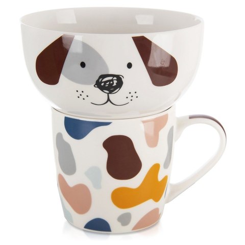 Kubek z miseczką do zupy dla dziecka dzieci porcelanowy pies 2 ele. ORION 129645