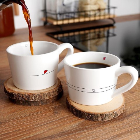 Kubki ceramiczne do kawy herbaty SERCE 200 ml zestaw kubków 2 sztuki ORION 128863