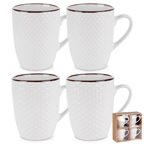 Kubki ceramiczne do kawy herbaty białe 400 ml zestaw kubków 4 sztuki VILDE 139674