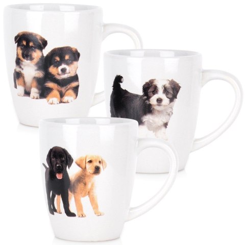 Kubki ceramiczne do kawy herbaty psy 220 ml zestaw kubków 3 sztuki EXCELLENT HOUSEWARE 139700