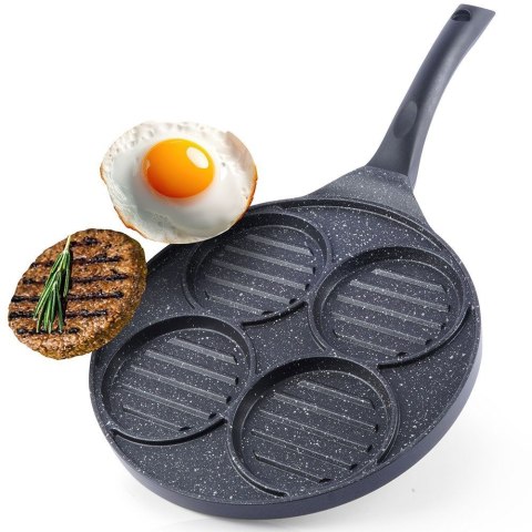 Patelnia granitowa do burgerów jajek steków grillowa 4 otwory GRANDE ORION 113201